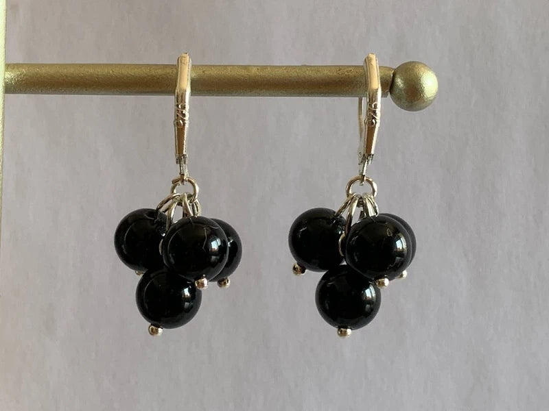 Orecchini pendenti in argento e Onice Nera naturale