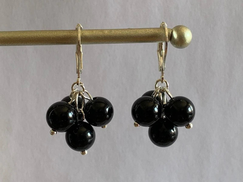 Orecchini pendenti in argento e Onice Nera naturale
