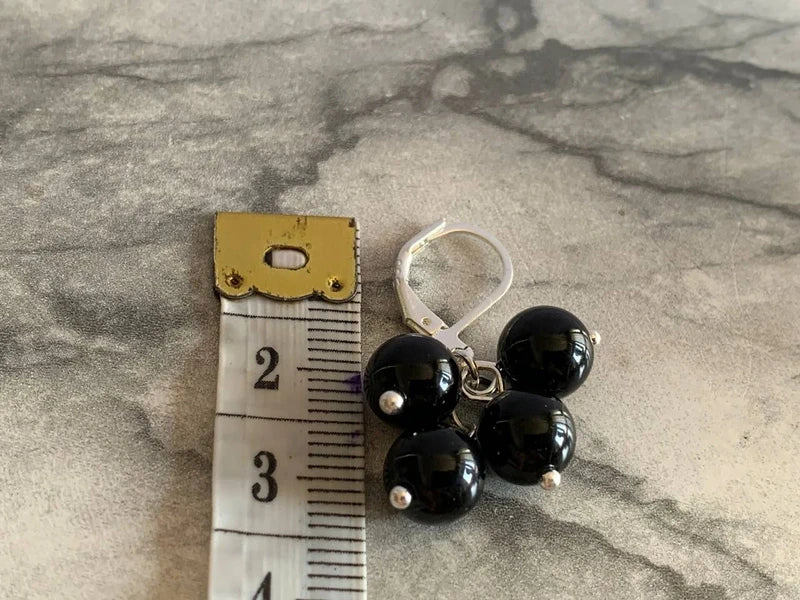 Orecchini pendenti in argento e Onice Nera naturale