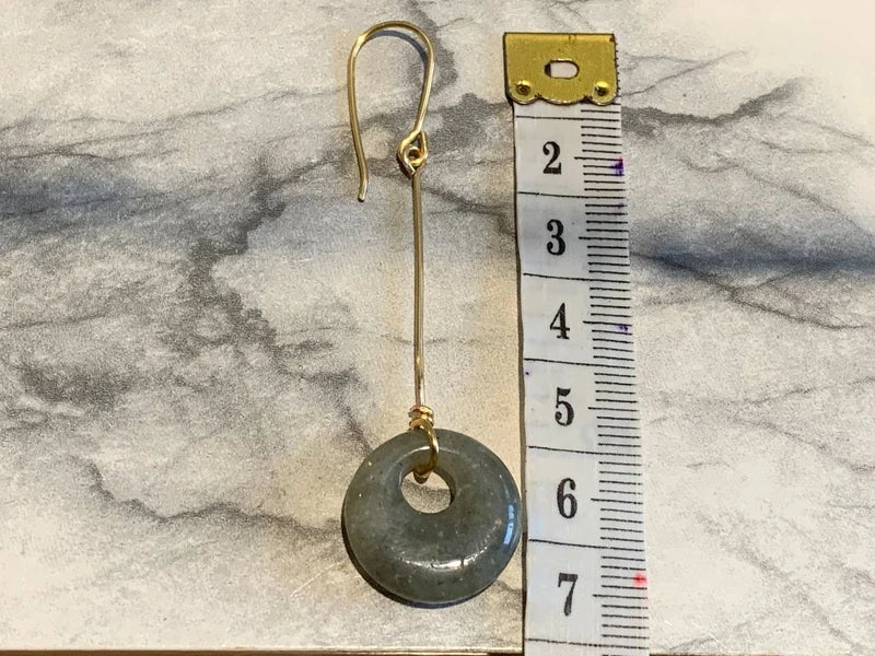 Orecchini pendenti in rame dorato e labradorite naturale