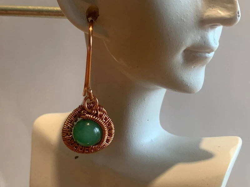 Parure Artigianale in Rame rosa con Giada Verde – Equilibrio, Serenità e Bellezza Naturale