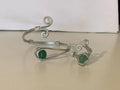 Set Bracciale e Anello Regolabili in Alluminio con Avventurina Verde