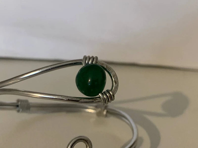 Set Bracciale e Anello Regolabili in Alluminio con Avventurina Verde