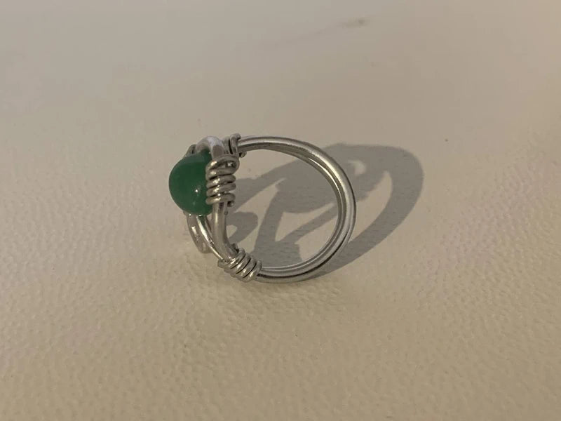 Set Bracciale e Anello Regolabili in Alluminio con Avventurina Verde