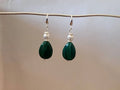 Orecchini pendenti in argento 925 placcato con malachite naturale a goccia – 18x13mm