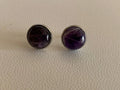 Orecchini a bottone in acciaio inox con cabochon da 12 mm in pietre naturali