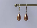 Orecchini Artigianali con Perle Swarovski Rose Gold a Goccia 15x8mm