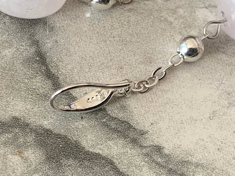 Orecchini artigianali in argento 925 con quarzo rosa naturale #amore #pietrenaturali