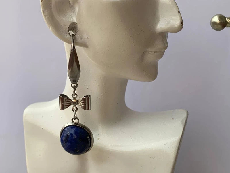 Orecchini in acciaio inox con Lapislazzuli Naturale cabochon 12mm #Cristalli #Healing