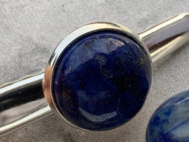 Forcine capelli in acciaio inox con Lapislazzuli Naturale cabochon 12mm