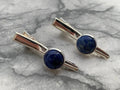 Forcine capelli in acciaio inox con Lapislazzuli Naturale cabochon 12mm