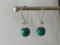 Orecchini pendenti Malachite 10mm in argento 925 | Galvanica argento antico