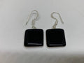 Orecchini artigianali in argento 925 con cabochon di onice nera 15x15mm