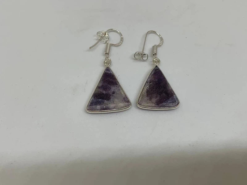 Orecchini placcati argento 925 con ametista Chevron grezza triangolare