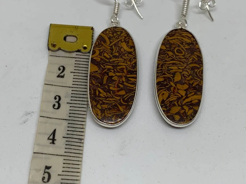 Orecchini artigianali in ottone argento 925 con diaspro mookaite ovale – energia e stile