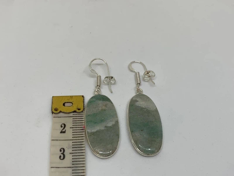 Orecchini in quarzite verde naturale, artigianali placcati argento 925