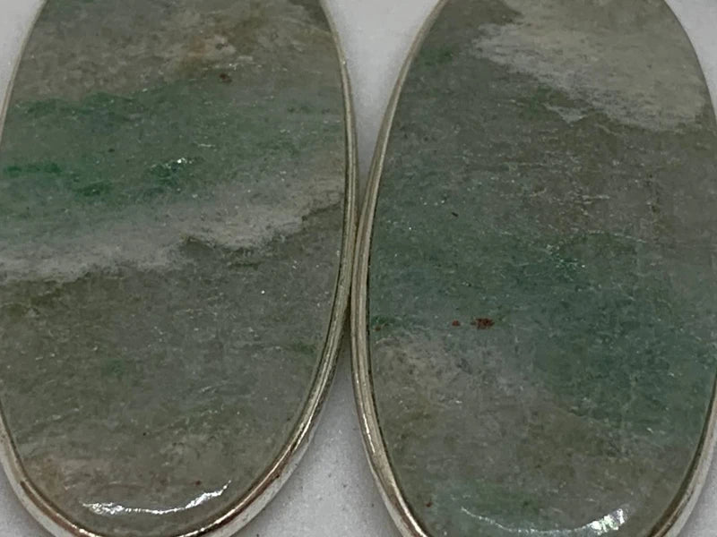 Orecchini in quarzite verde naturale, artigianali placcati argento 925