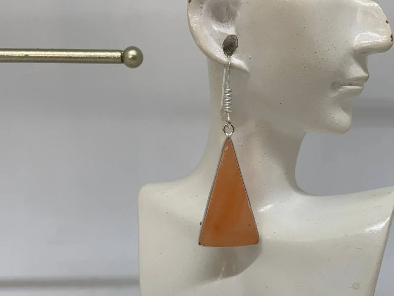 Orecchini artigianali in argento 925 placcato con diaspro arancione naturale, forma