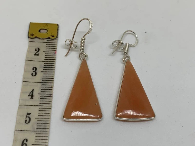Orecchini artigianali in argento 925 placcato con diaspro arancione naturale, forma