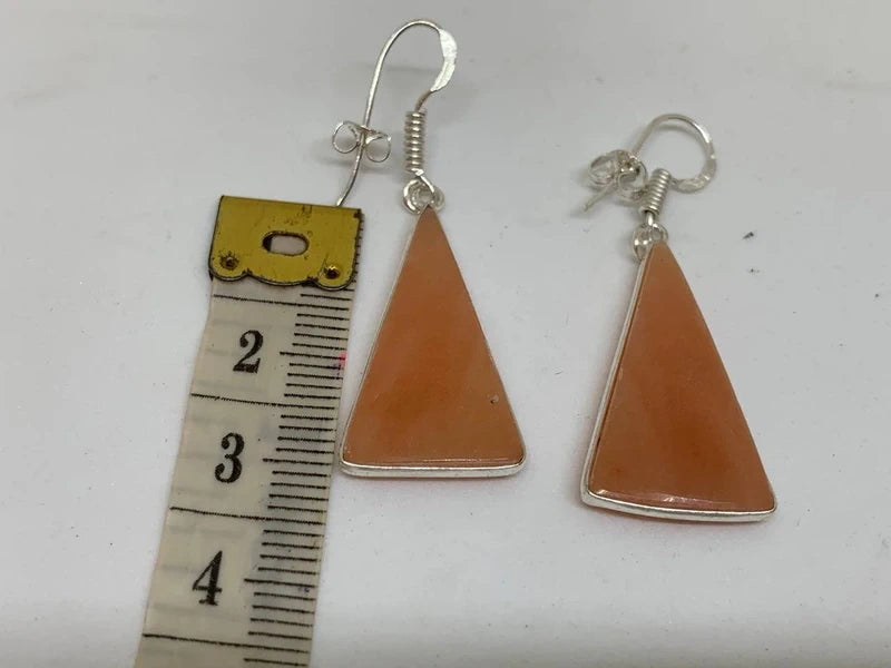 Orecchini artigianali in argento 925 placcato con diaspro arancione naturale, forma