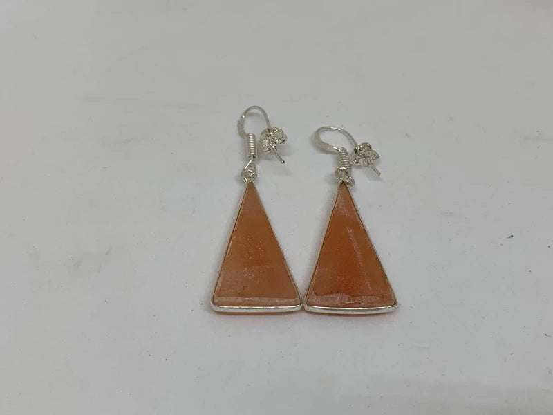 Orecchini artigianali in argento 925 placcato con diaspro arancione naturale, forma