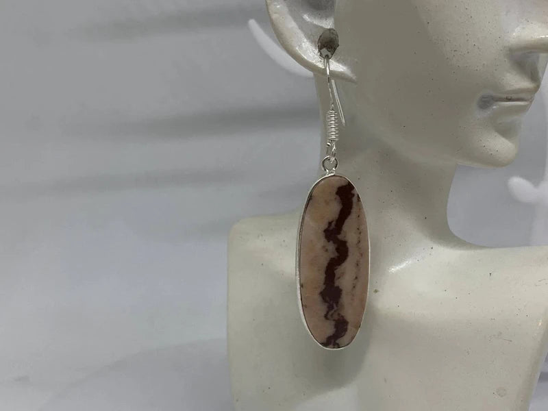 Orecchini artigianali con diaspro zebra naturale cabochon