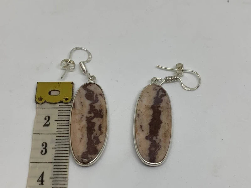 Orecchini artigianali con diaspro zebra naturale cabochon