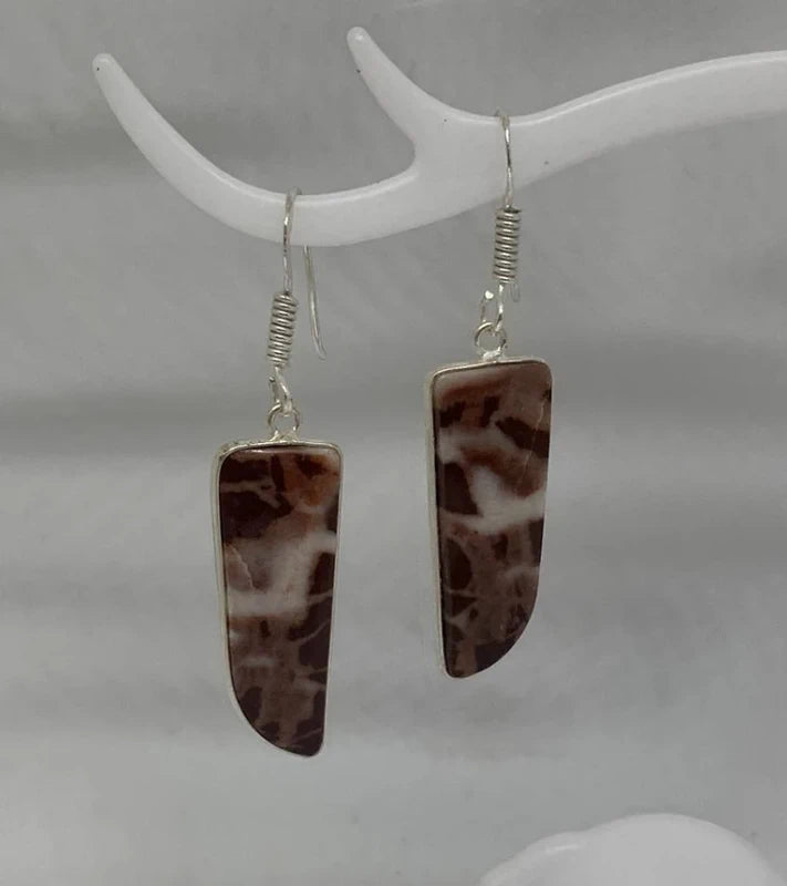 Orecchini artigianali Diaspro Brecciato naturale ottone placcato argento 925