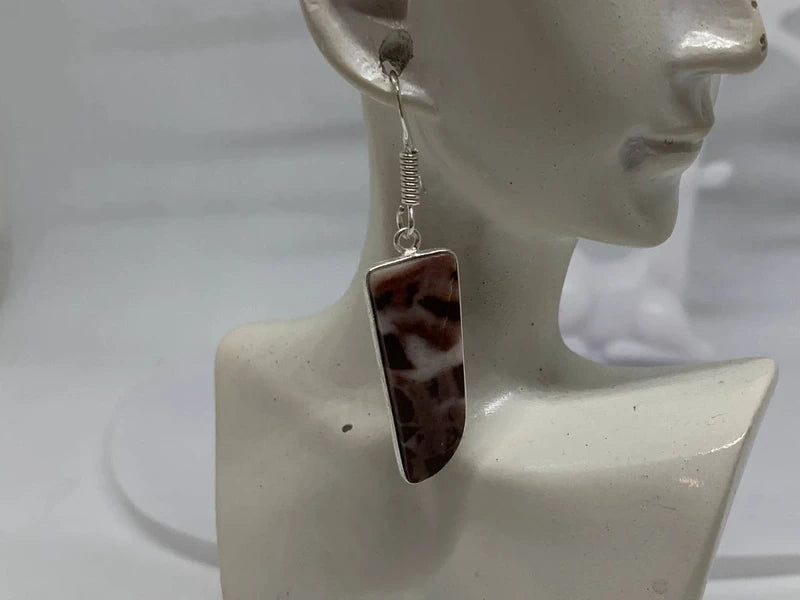 Orecchini artigianali Diaspro Brecciato naturale ottone placcato argento 925