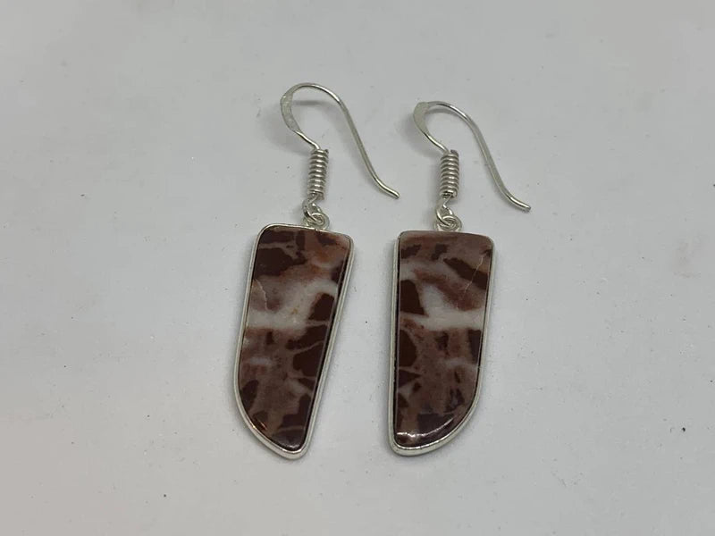 Orecchini artigianali Diaspro Brecciato naturale ottone placcato argento 925