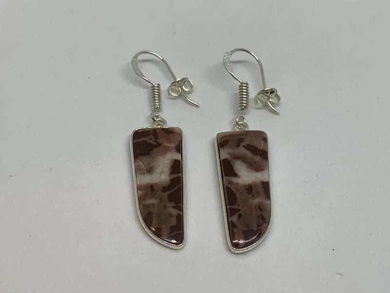 Orecchini artigianali Diaspro Brecciato naturale ottone placcato argento 925