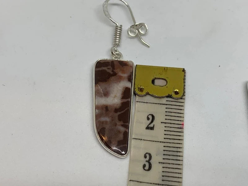 Orecchini artigianali Diaspro Brecciato naturale ottone placcato argento 925