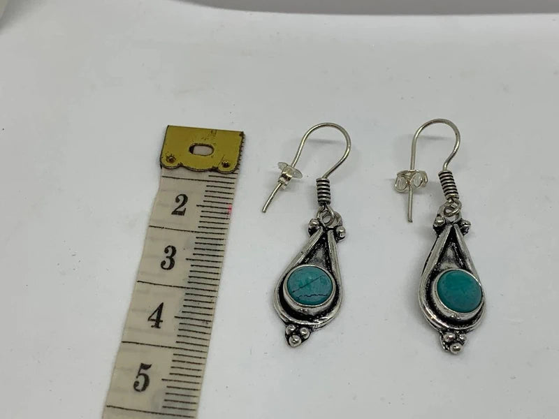Orecchini artigianali in Howlite Turchese naturale ottone placcato argento 925
