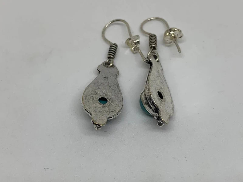 Orecchini artigianali in Howlite Turchese naturale ottone placcato argento 925