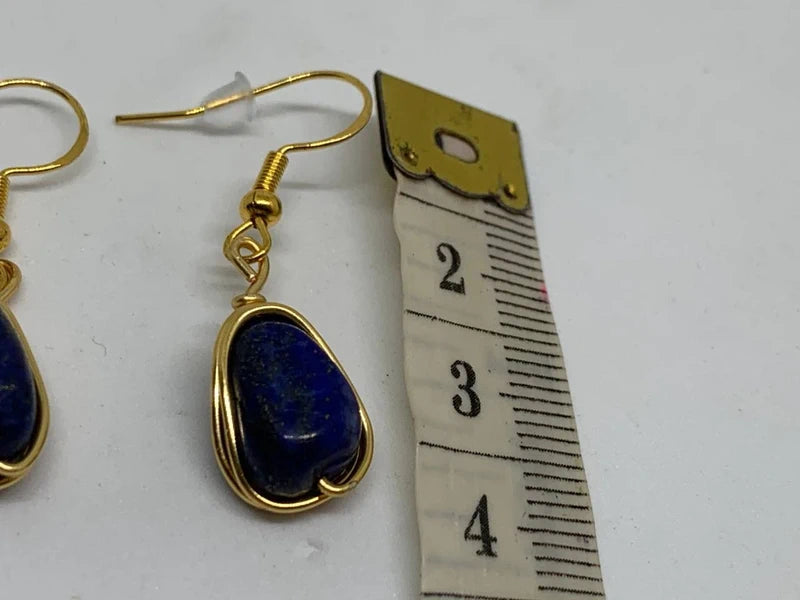 Set artigianale orecchini e collana Lapislazzuli naturali rame dorato 60 cm