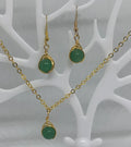 Set orecchini e collana Avventurina verde naturale • energia del cuore • rame dorato