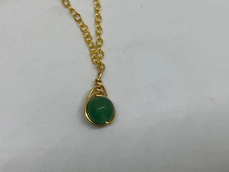 Set orecchini e collana Avventurina verde naturale • energia del cuore • rame dorato