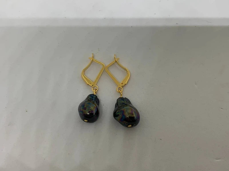 Orecchini Perle Barocche Naturali 16x10mm Dorati Zama | Energia e Armonia