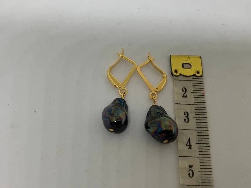 Orecchini Perle Barocche Naturali 16x10mm Dorati Zama | Energia e Armonia