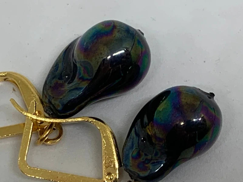 Orecchini Perle Barocche Naturali 16x10mm Dorati Zama | Energia e Armonia