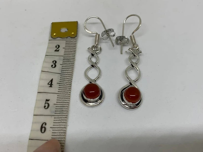 Orecchini artigianali con agata arancione naturale e argento 925