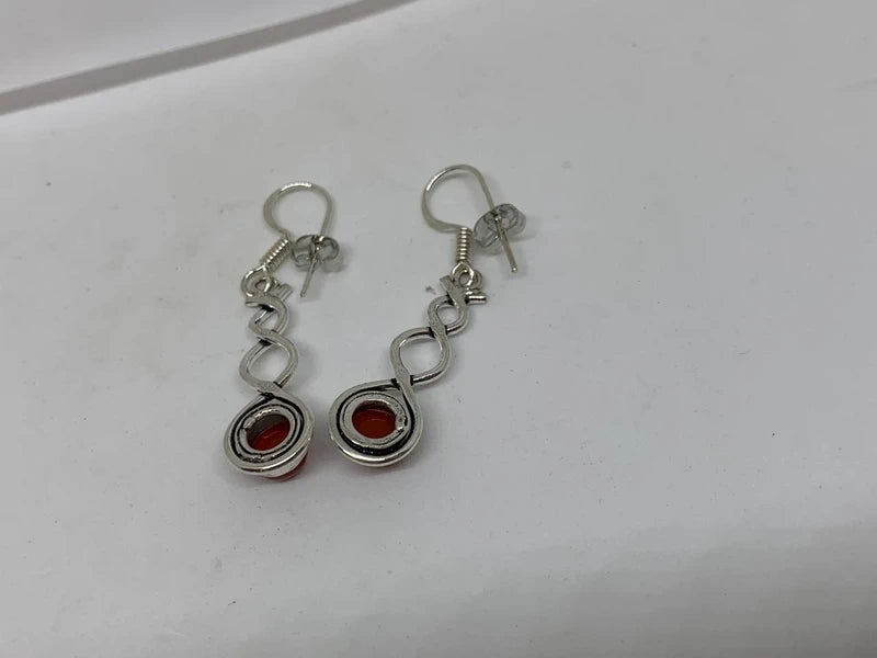 Orecchini artigianali con agata arancione naturale e argento 925