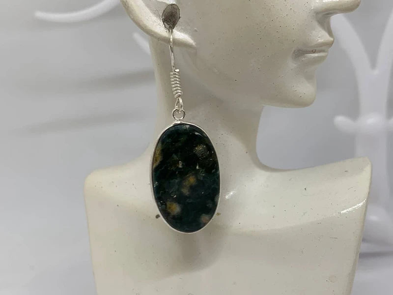 Orecchini Diaspro Oceanico Naturale in Ottone Placcato Argento 925 – Armonia e Serenità