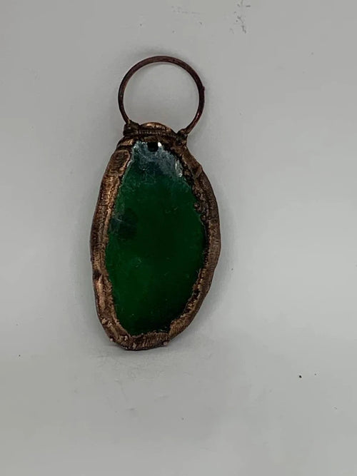 Ciondolo in rame elettroformato con Agata verde e Avventurina patina scura