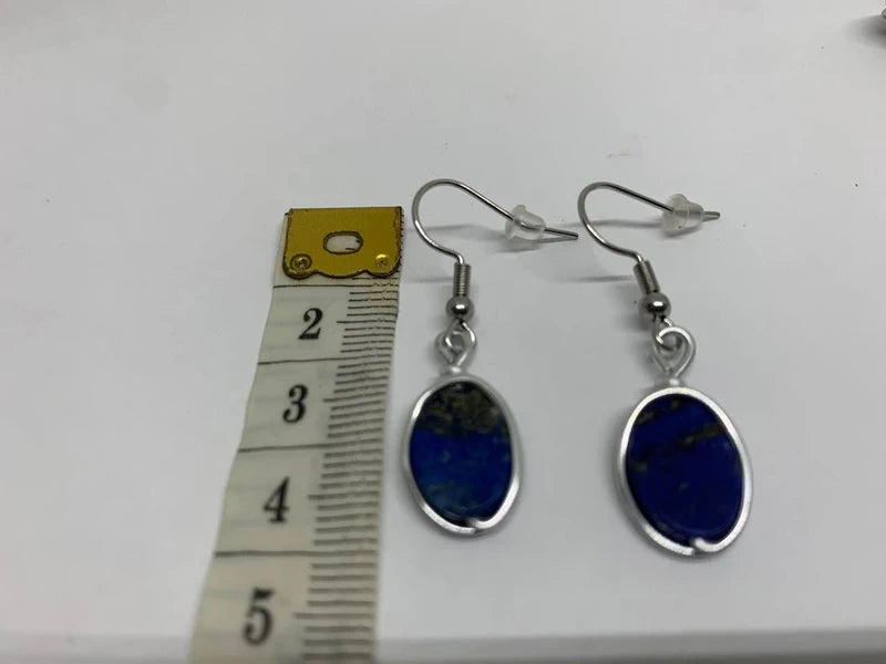 Orecchini pendenti con lapislazzuli naturale 8x10 mm