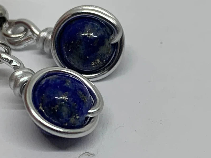 Orecchini pendenti con lapislazzuli 6 mm