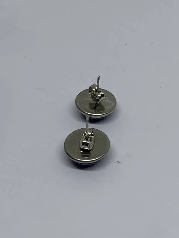 Orecchini a bottone in acciaio inox con cabochon da 12 mm in pietre naturali
