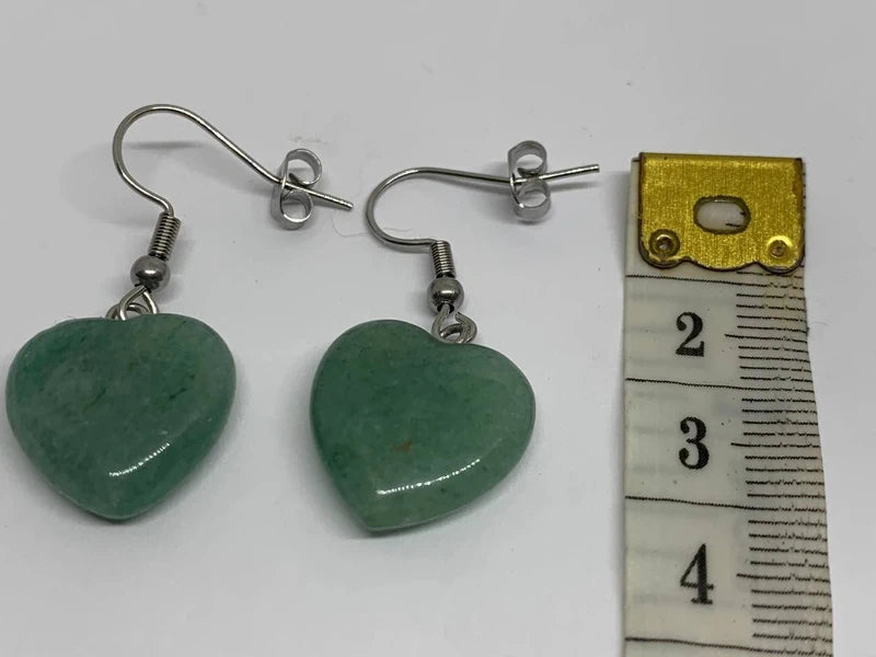 Orecchini pendenti con avventurina verde a cuore