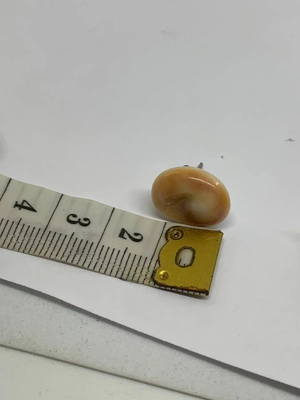 Orecchini a bottone in acciaio inox con Occhi di Santa Lucia natural