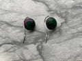 Orecchini pendenti artigianali con Rubino Zoisite cabochon 12mm – ottone color argento